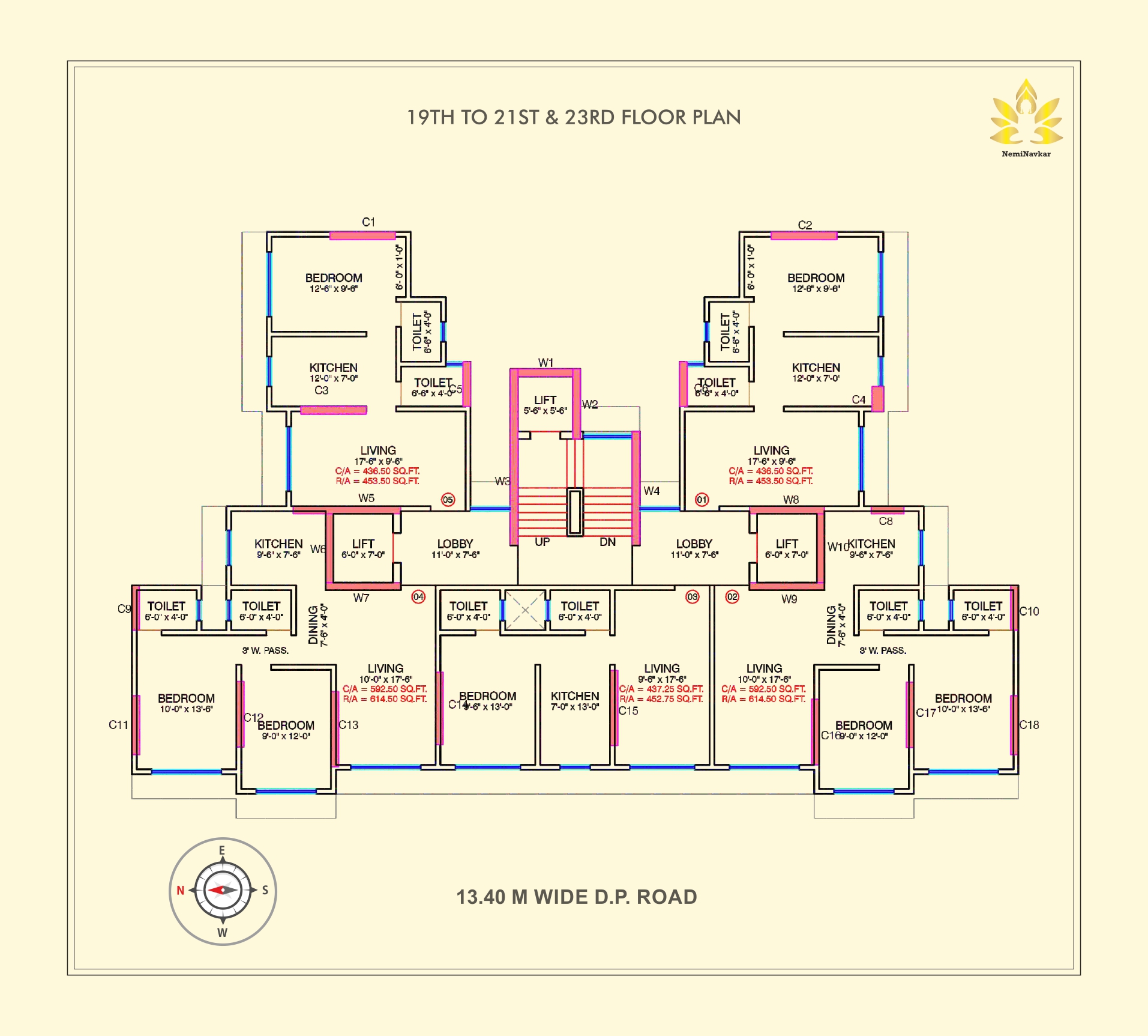 Neminavkar Dudhreshi 19th, 21st & 23rd Floor Plan